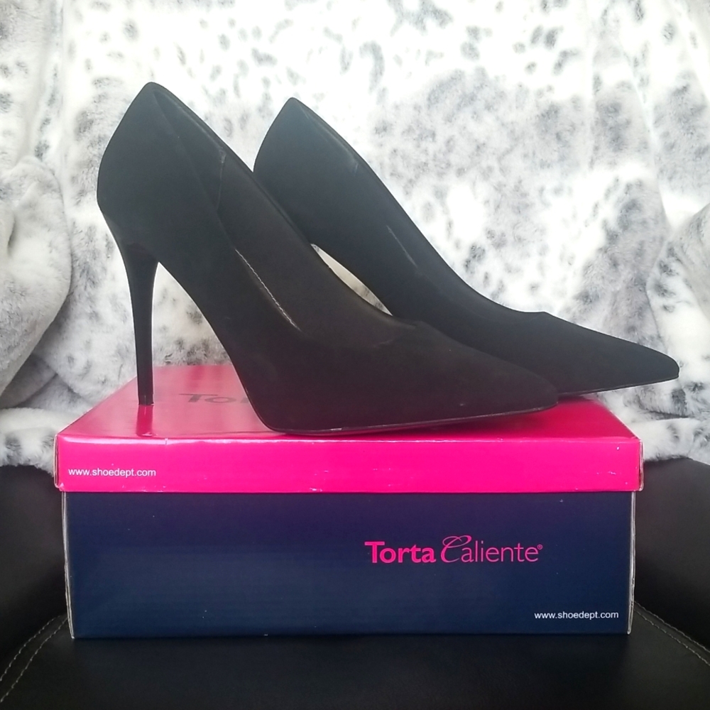 Black Faux Suede Stiletto Pumps